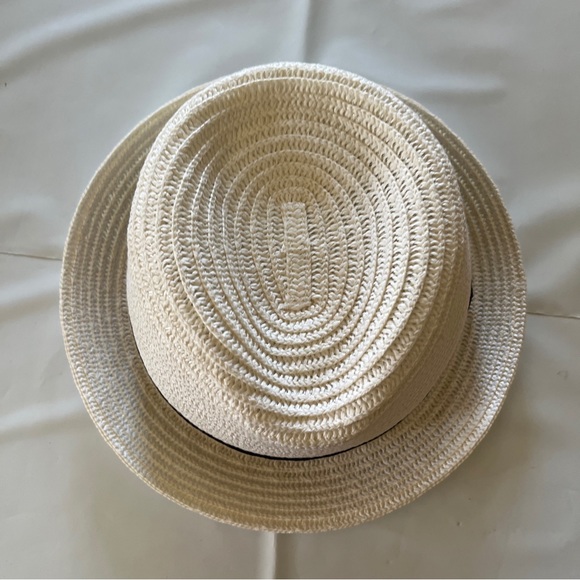 SCALA PRONTO WHITE Straw Fedora round Hat BLACK Hat Band, Beach Travel ONE size - Picture 11 of 14